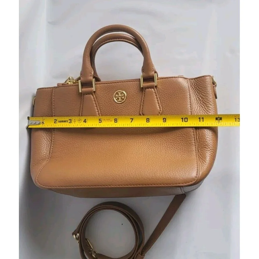 Tory Burch Cognac Pebbled Leather Mini Satchel with Strap